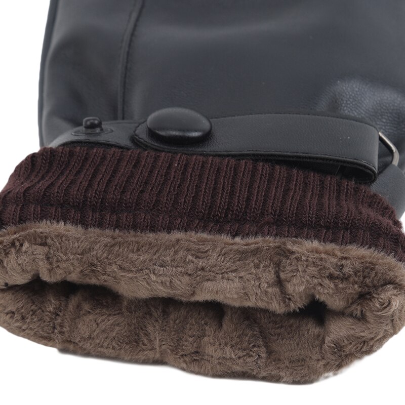 Guantes de cuero PU negro de para hombre, guantes de cuero para conducir de estilo fino para hombres, guantes antideslizantes con dedos completos, pantalla táctil de Palma