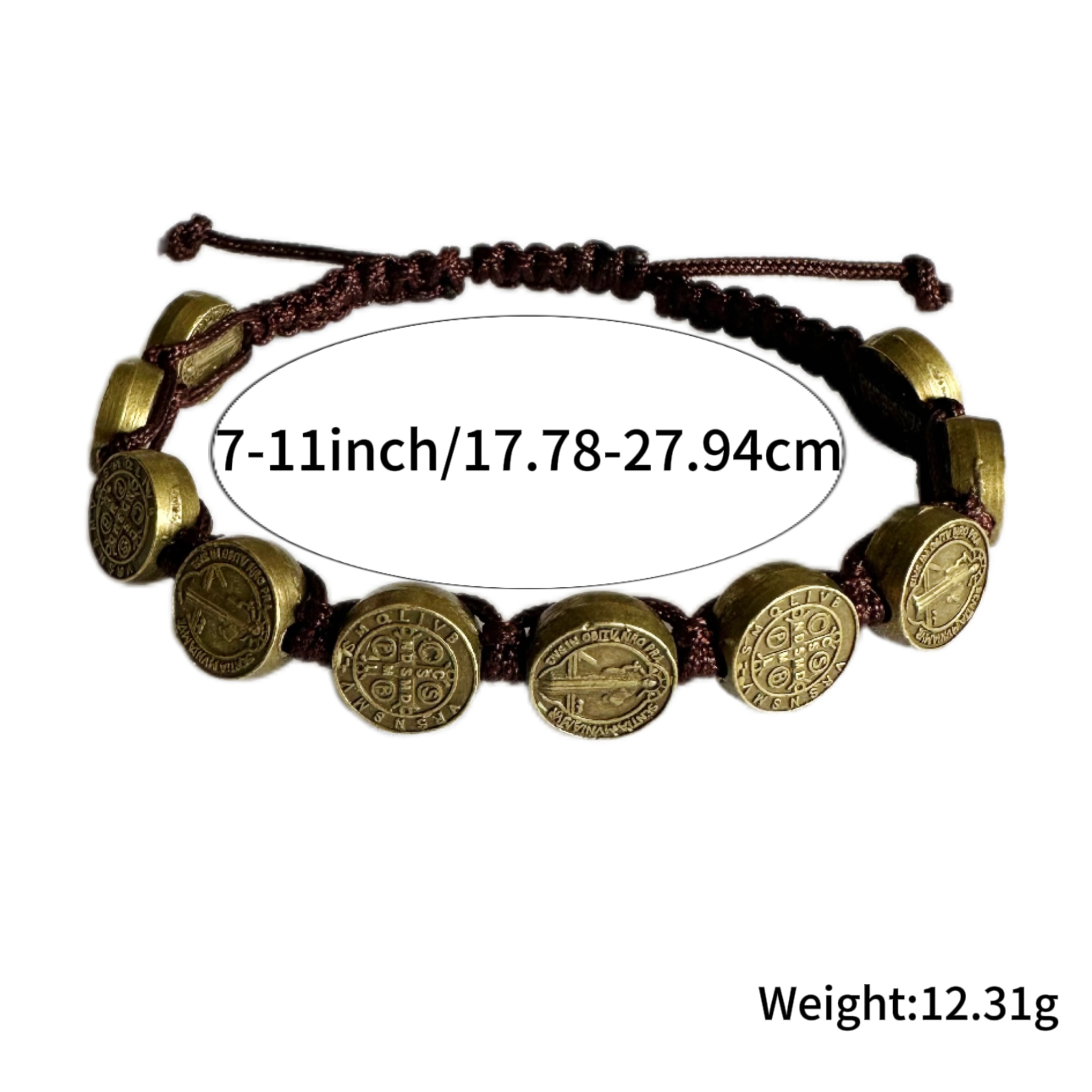 12 pezzi/pacco braccialetti antichi dorati san Benito protezione fatta a mano cordoncino rosso nero braccialetti da polso benedetto braccialetto rosario