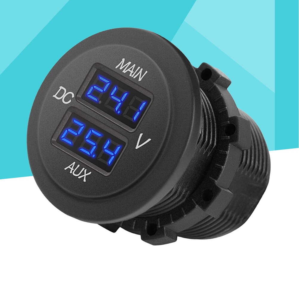 Voltímetro LED Digital principal AUX de 12V y 24V, pantalla Dual, indicador de voltaje, Panel de Monitor de batería para coche, barco y motocicleta