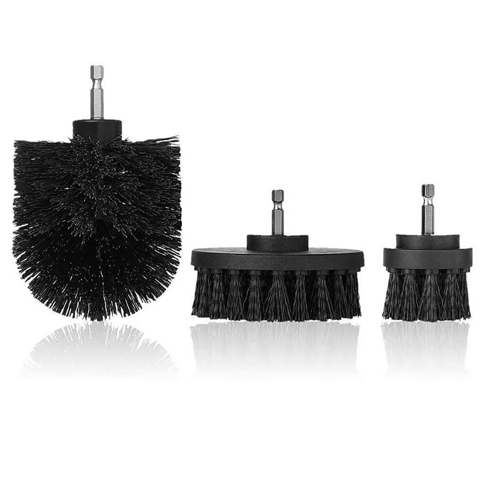 3pcs Power Scrubber Brush Set For Bathroom Drill Scrubber Brush For Cleaning Cordless Drill Attachment Kit Power Scrub Brush: black