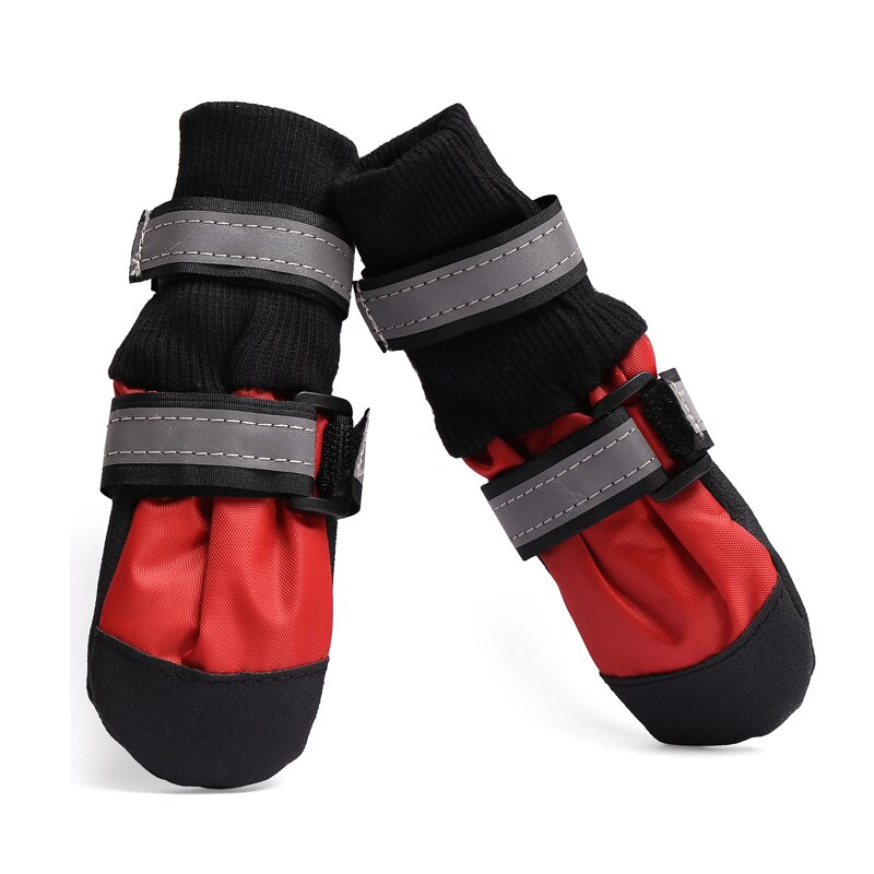 Lightweight Paw Protector Dog Boots Soft Non-Slip Leather Sole Waterproof Big Dog Shoes for Comfort and warm in 4 Sizes