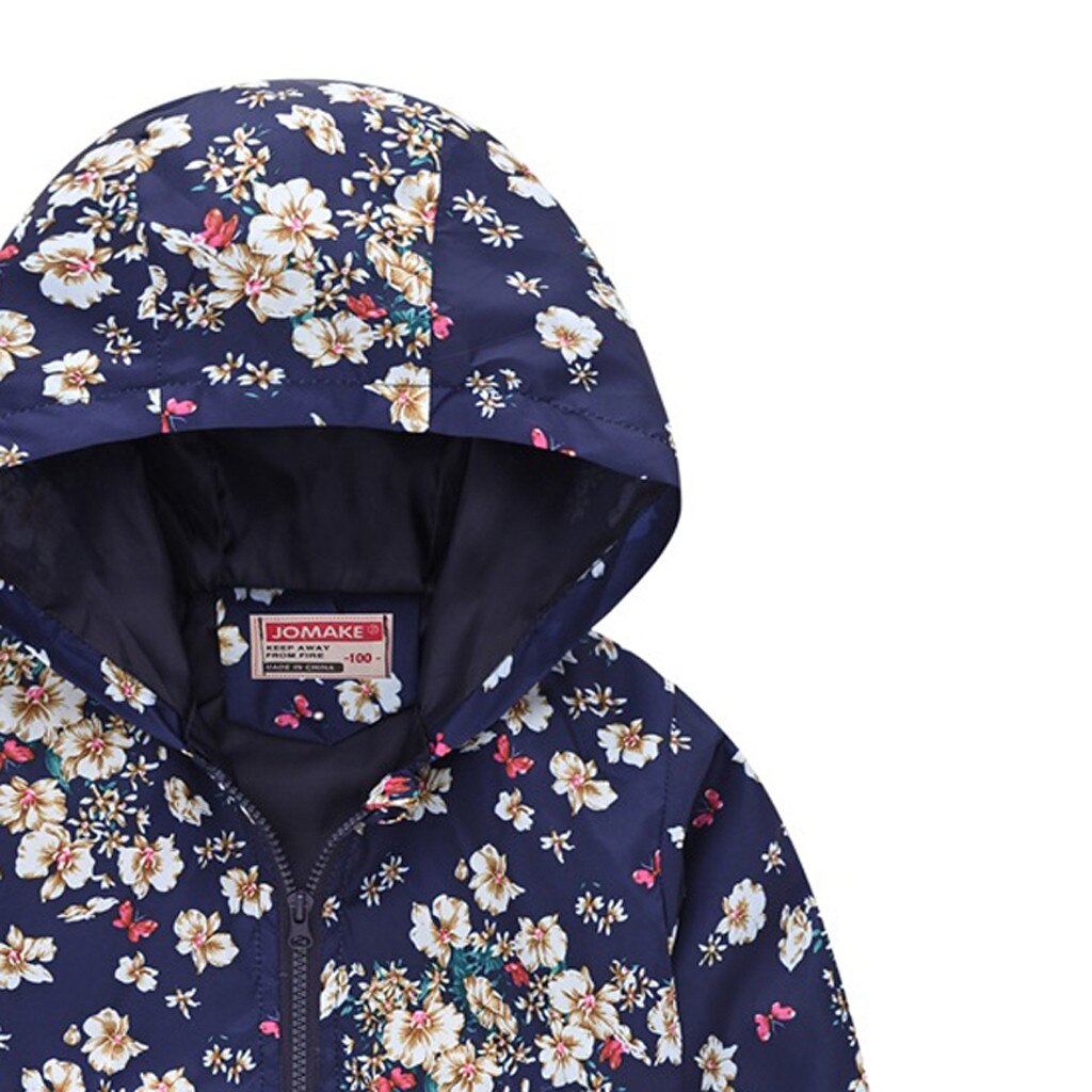 Kids Jacket Toddler Kids Baby Girls Boys Autumn Long Sleeve Floral Print Zipper Hooded Coat Jacket Jaqueta De Couro For 12M-3Y