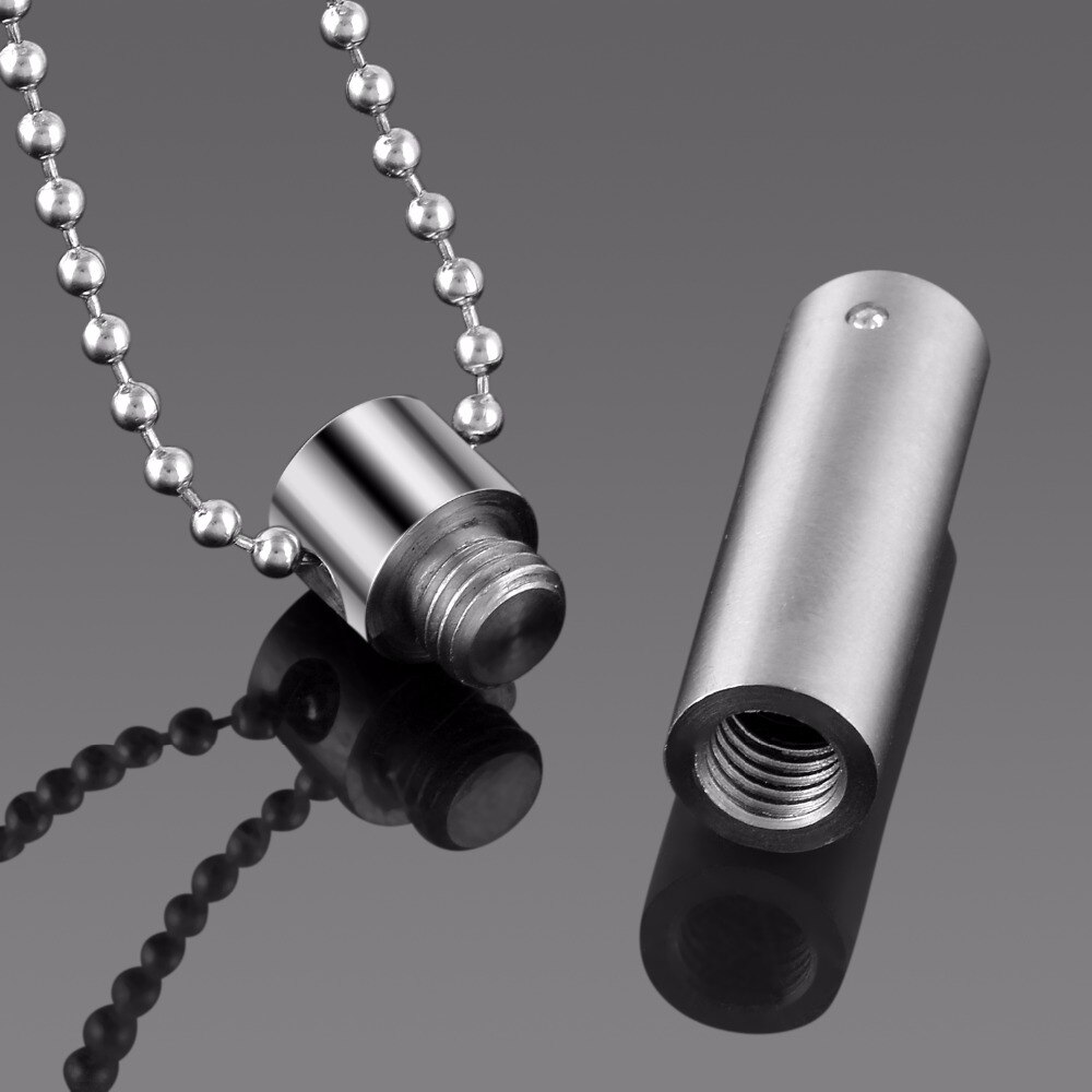 Männer Edelstahl Schmuck Zylinder Kristall Denkmal Urne Anhänger Rutsche Schraube Öffnet Halskette Asche fallen Halfter