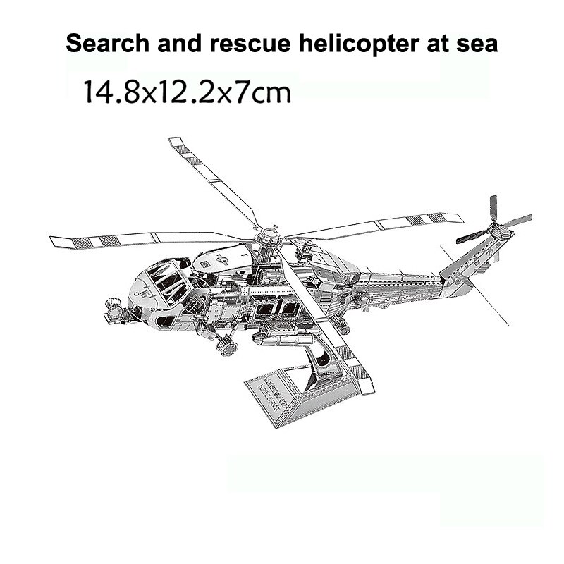 Fighter 3D Metal Puzzle AH-64 Apache KA-50 Helicopter UFO SU-34 RAH-66 model KITS Assemble Jigsaw Puzzle Toys For Children: 195-Rescue