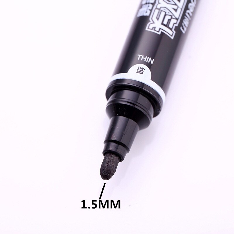 Deli Dual Tip 1.5/6Mm Waterdichte Olie Marker Penseel Cd Stof Banden Mark Pen Tekening Borstel Kantoorbenodigdheden schrijven Tool