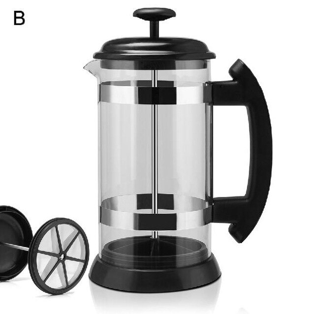 Fransk media kaffekanna vattenkokare 1000ml glastermos i rostfritt stål som används som kaffedryck, transparent och värmeisolerande: Default Title