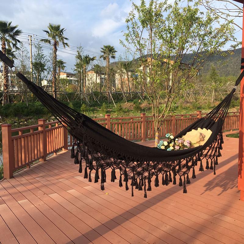 200Cm * 150Cm Dubbele Hangmat Nordic Bohemian Kwastje Dubbele Hangmat Outdoor Indoor Hangmat Tuin Opknoping Bed Seat