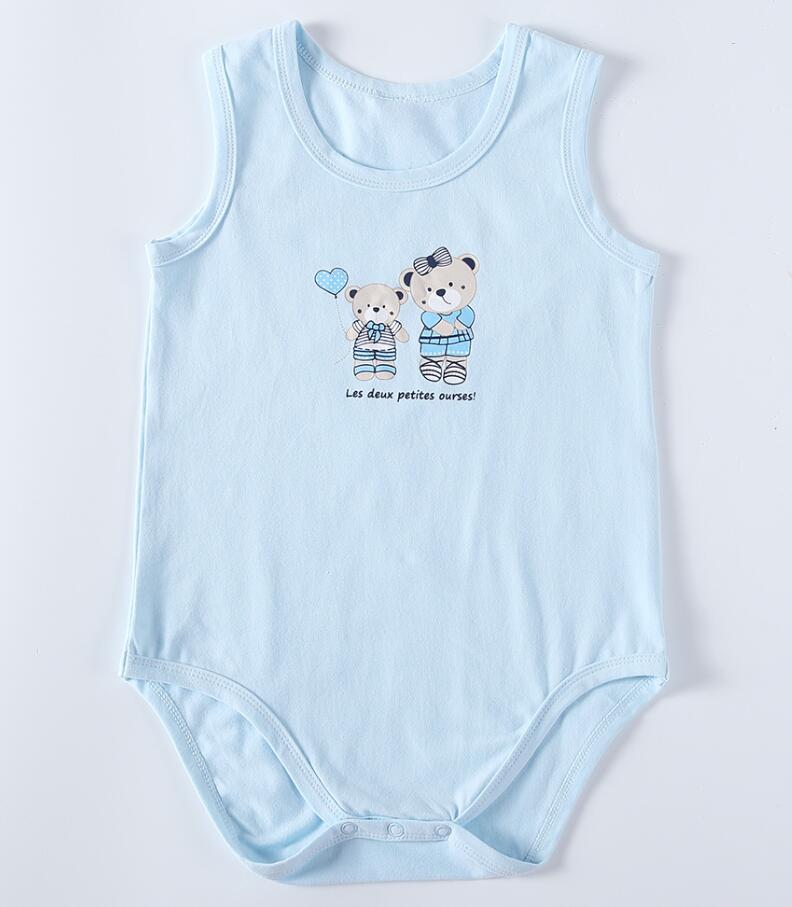 Kinderen kleding bodysuit vestidos jongens en meisjes kleding pyjama kinderen zomer mouwloos katoenen jumpsuit strepen multi-kleuren: blue / 5T