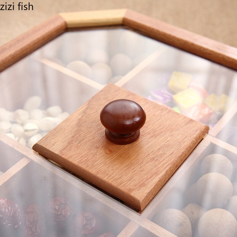 Pine Chinese Dried Fruit Box Living Room Split with Cover Candy Box Wood Nut Snack Solid Wood Storage Box