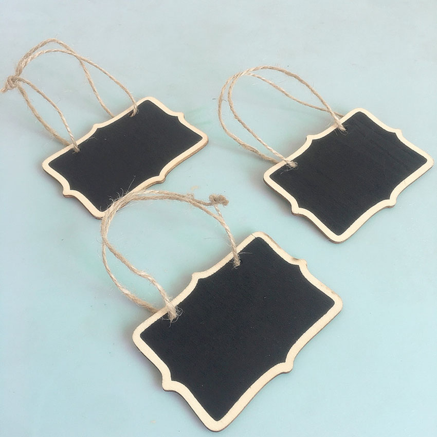 Minipizarra colgante de madera para decoración de cafetería, pizarra para Parque, adornos de jardinería con flores, 10 unids/lote