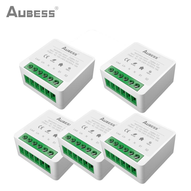 Aubess zigbee 3,0 tuya smart light switch smart home automation diy module breaker supports 2 -way control works with alexa google: 5 pieces