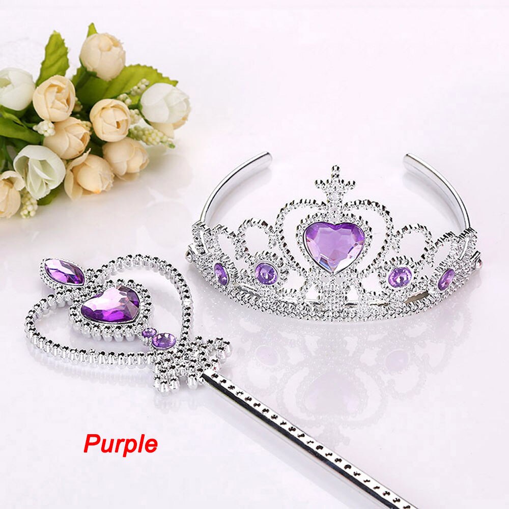 2Pcs/Set Princess Tiara Accessories Children Jewelry Crowns Magic Wands Girl Christmas Hair Styling Cosplay Accessories