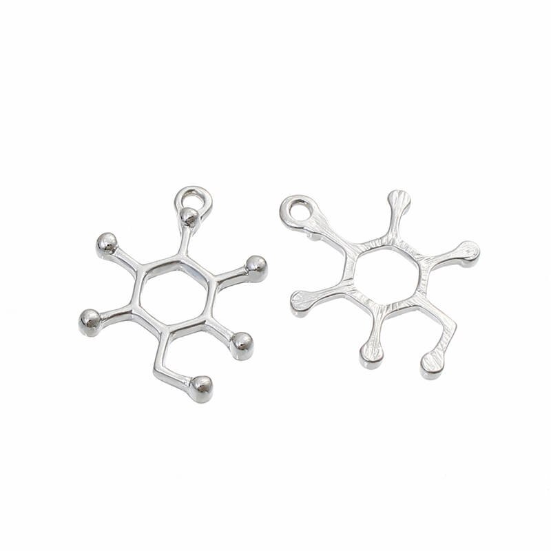 DoreenBeads aleación a base de Zinc molecula química ciencia dijes glucosa Color plata 23mm( 7/8 ") x 17mm( 5/8"), 10 Uds