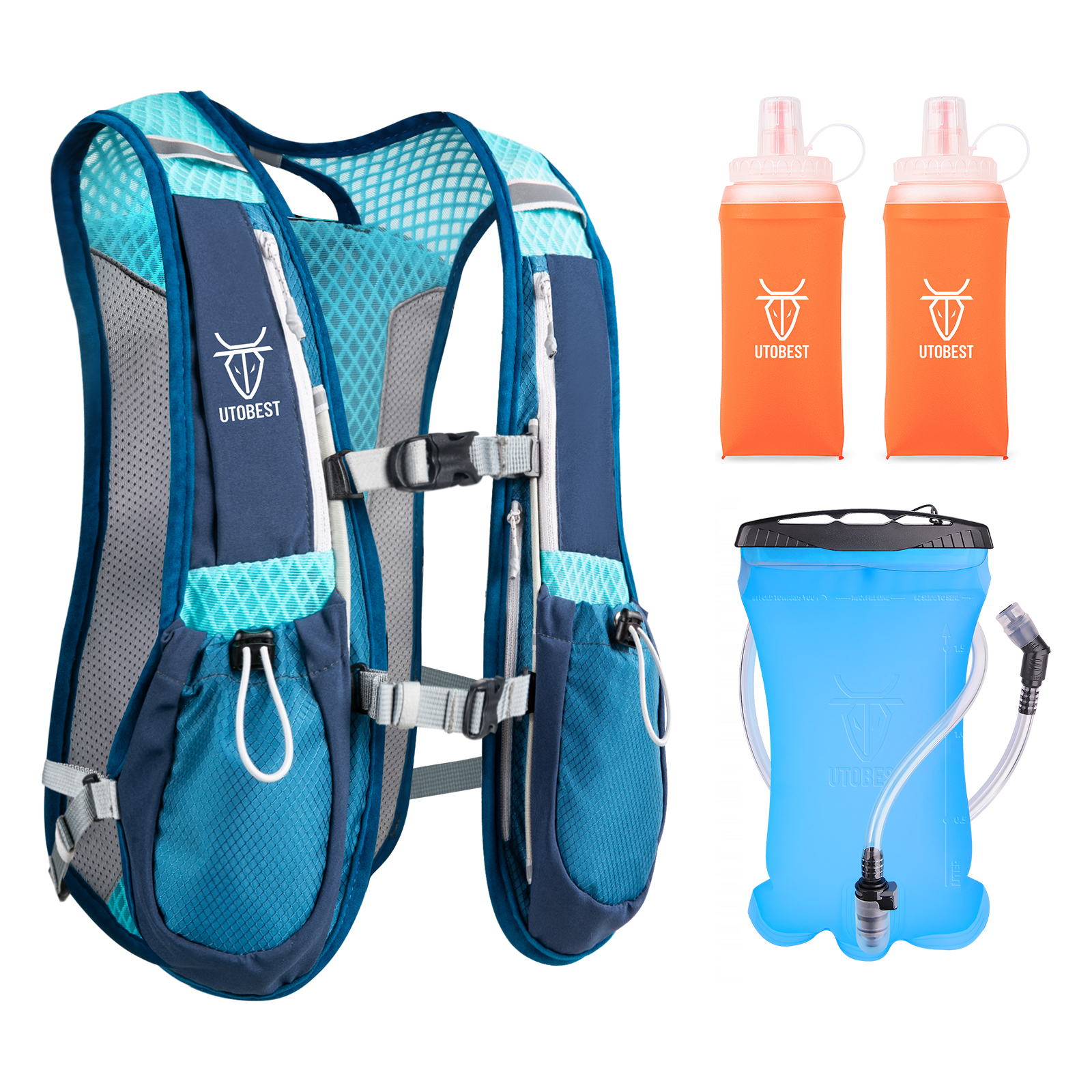 Utobest trailrunning rugzak 5l ultralichte hydratatievest ademende functionele rugzak voor marathons, fietsen en wandelen