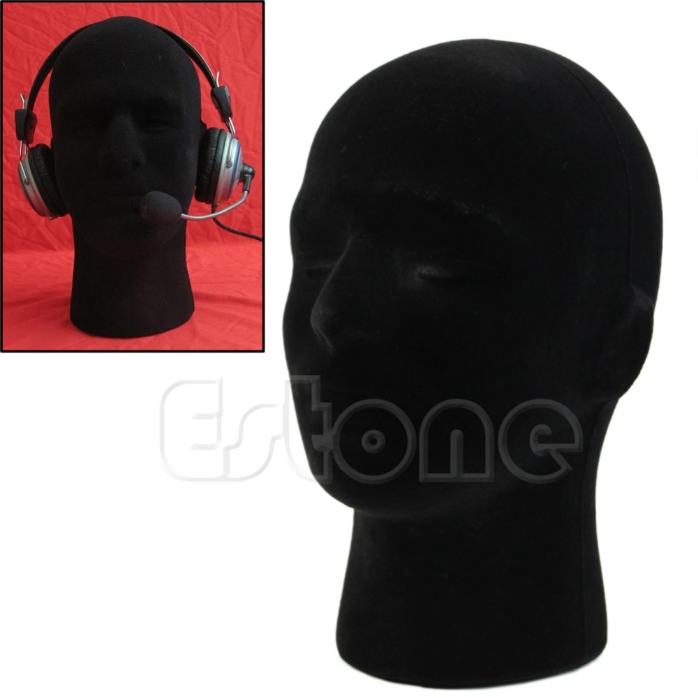 On 1pc mannelijke piepschuim mannequins, mannequin hoofd, pruiken, brillen, petten displaystandaard