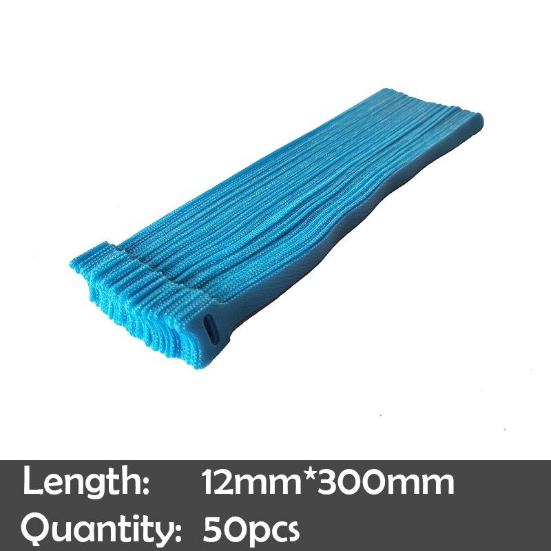 50pz fascette adesive per nastro di fissaggio fascette magiche gancio ad anello bastone bulcker cintura fascio filo linea cavo cinturino: leggero blu