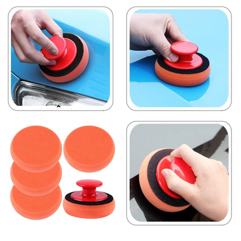 6 Pcs Auto Lichaam Polijsten Pad Spons Met Handvat Auto Waxen Spons Handgereedschap