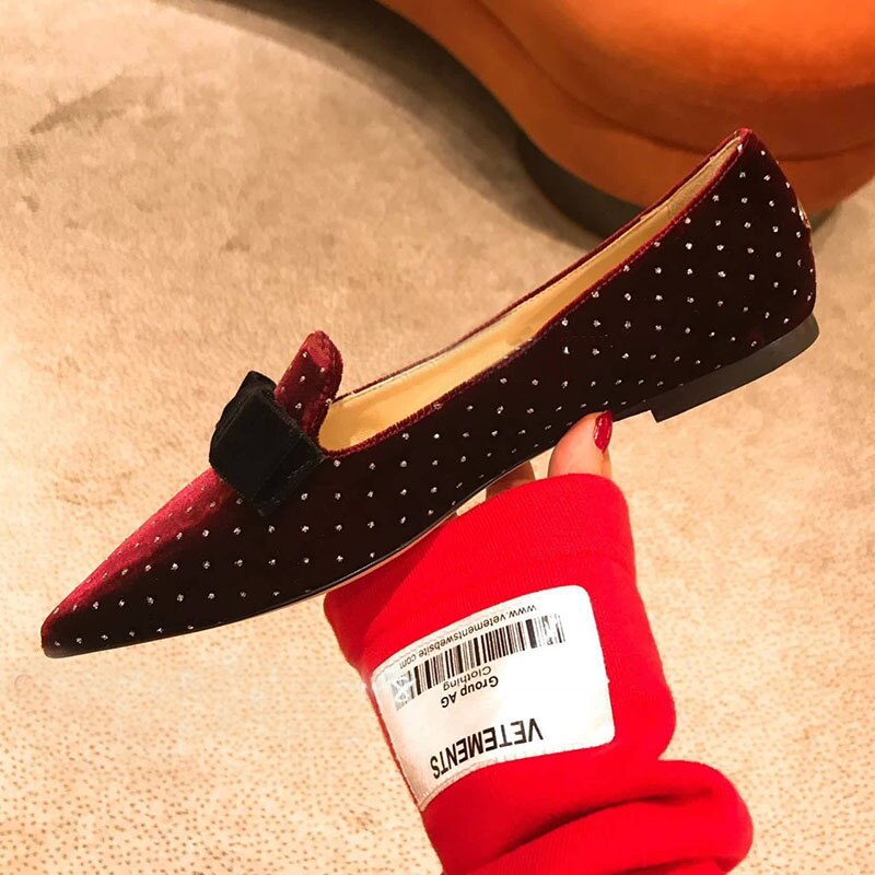 Kmeioo Polka Dot Boat Shoes Women Autumn Spring Flats Slip On Loafers Butterfly-knot Loafers Career Office Shoes Flat