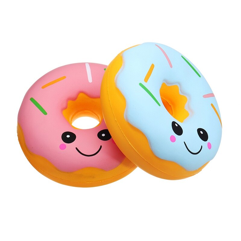 25cm Big Squishy Jumbo Squishy Cute Kawaii Soft Large Donut Squeeze Squishi Slow Rising Toy for Children Relieves Stress Anxiety: Pink and Blue