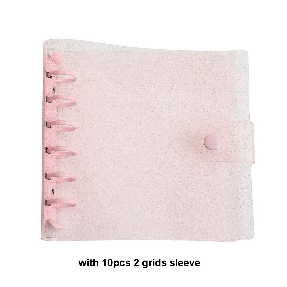 Square Loose Leaf Diary Notebook Photo Album 3 5 inch Photocard Holder DIY PVC Binder Goo Card Storage Book Korean Stationery: pure pink