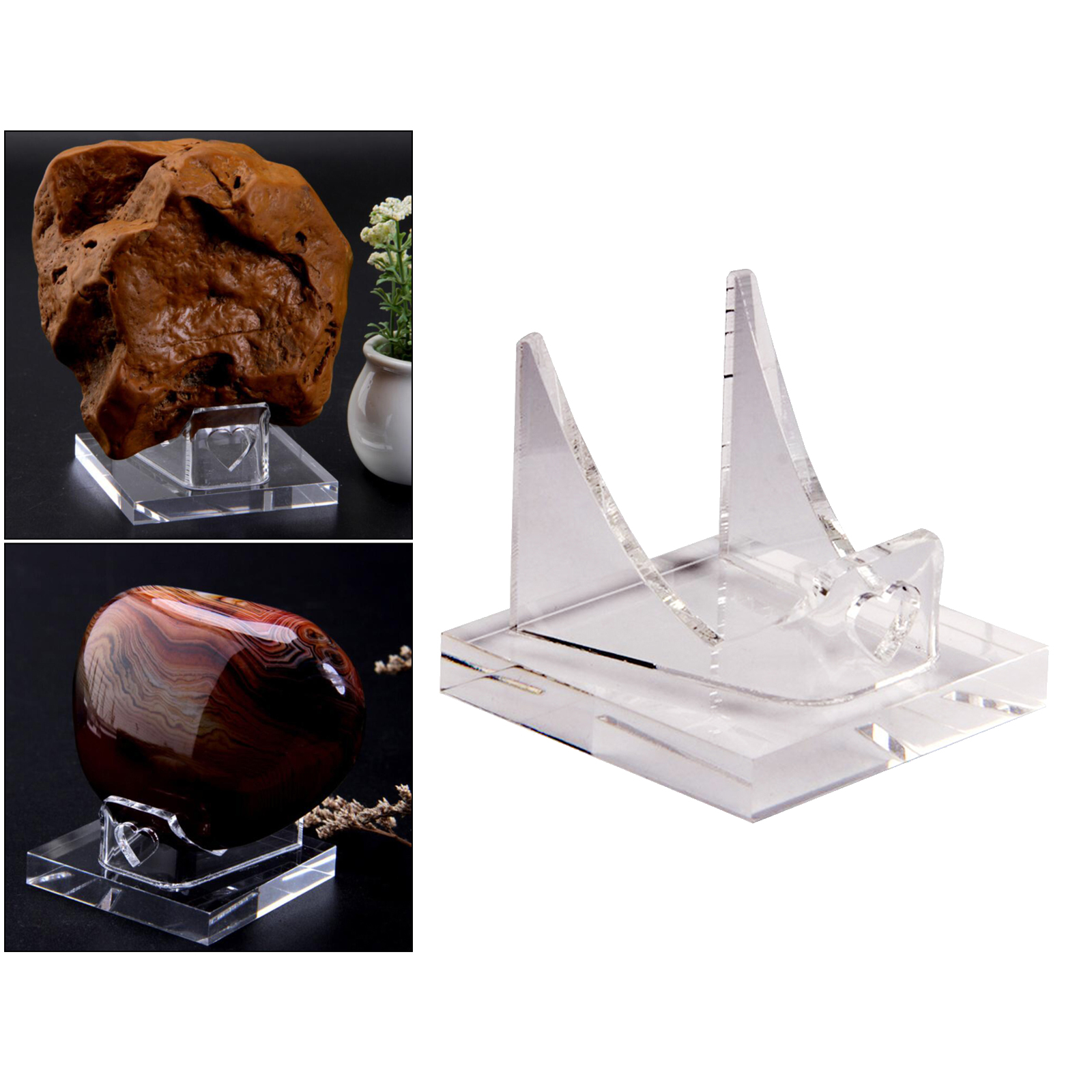 Soporte de acrílico para exhibición, Geoda, fossil, minerales, rocas, piedras, transparente: L
