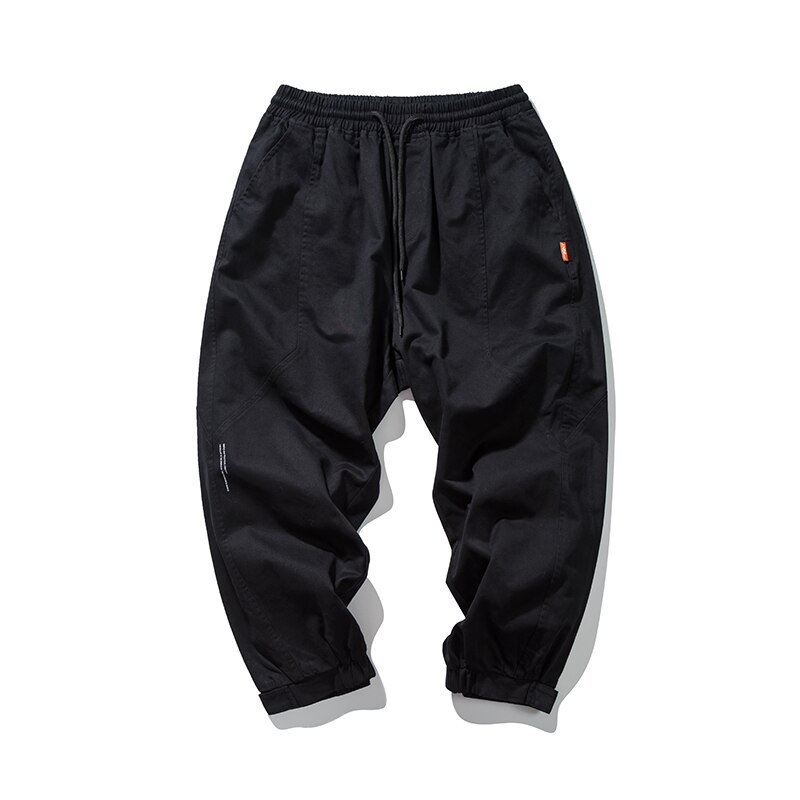 Japansk streetwear khaki bukser kpop koreansk stil tøj hip hop joggers mænd sport mode tøj army casual harem bukser: M / Sort