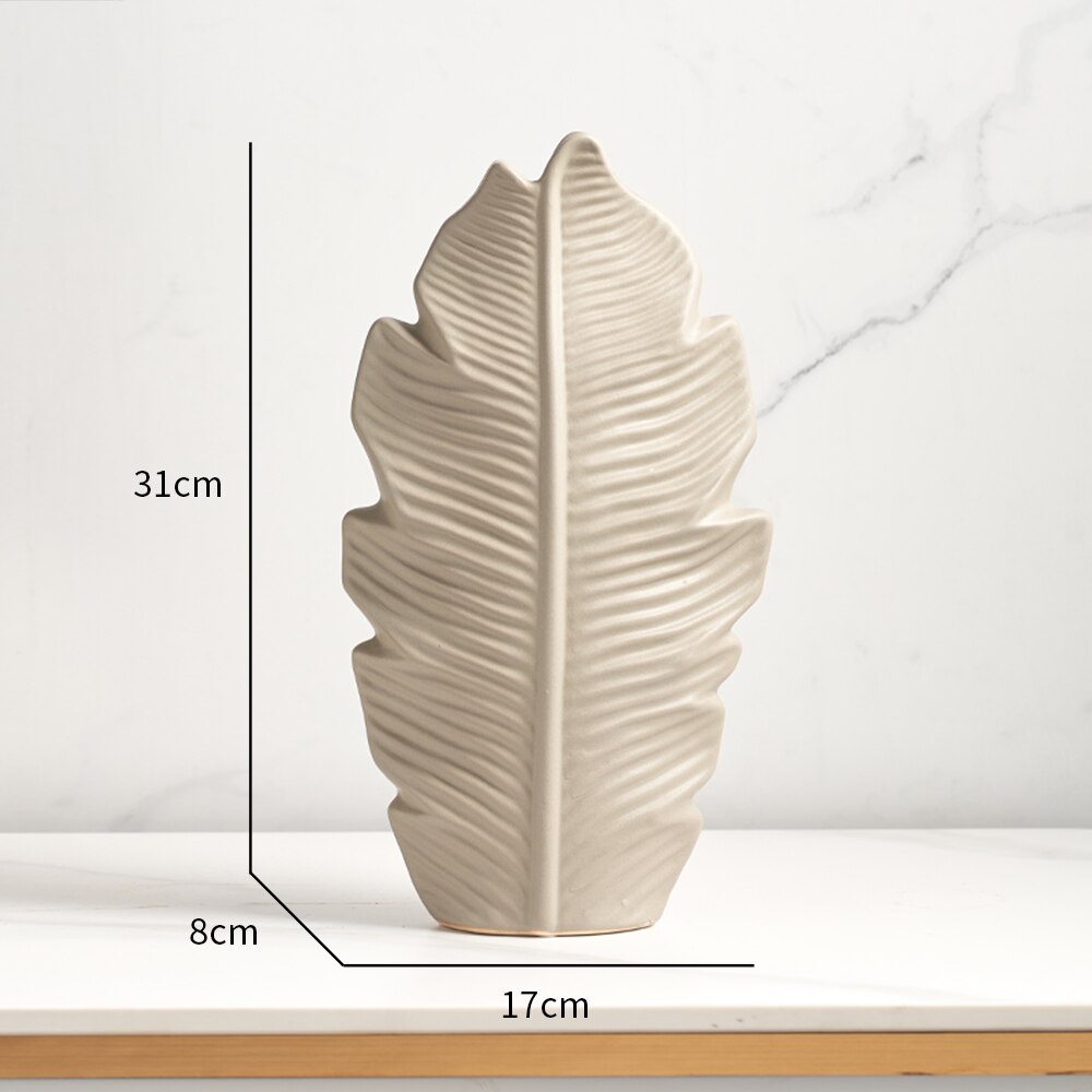Bathroom Decoration Accessories Ceramic Vase Leaves Model Modern Home Decoration Flower Vase Living Room Decoration White Vases