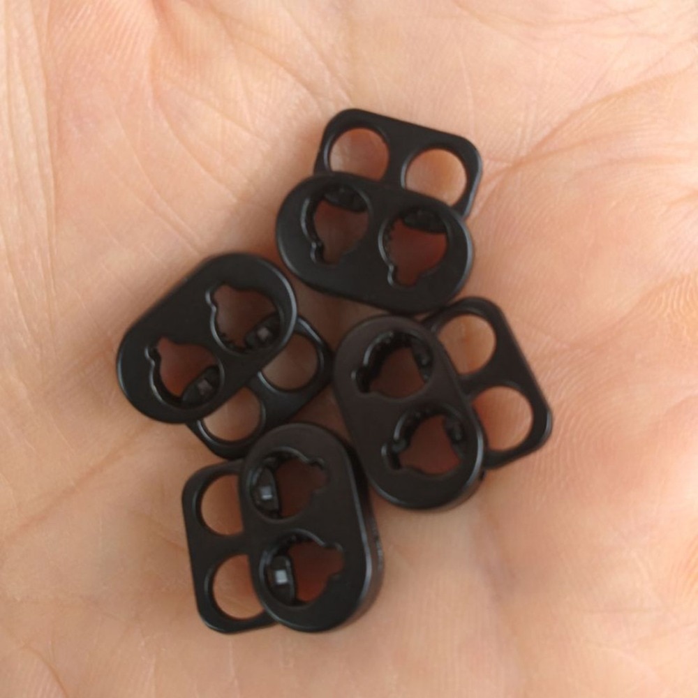 50 Uds. De tapones de Metal negro mate, cierre de palanca de resorte de 4mm, agujeros, hebilla, abrazadera de cuerda, cierres de cordón, topes de cordón, hebillas de Clip de extremo