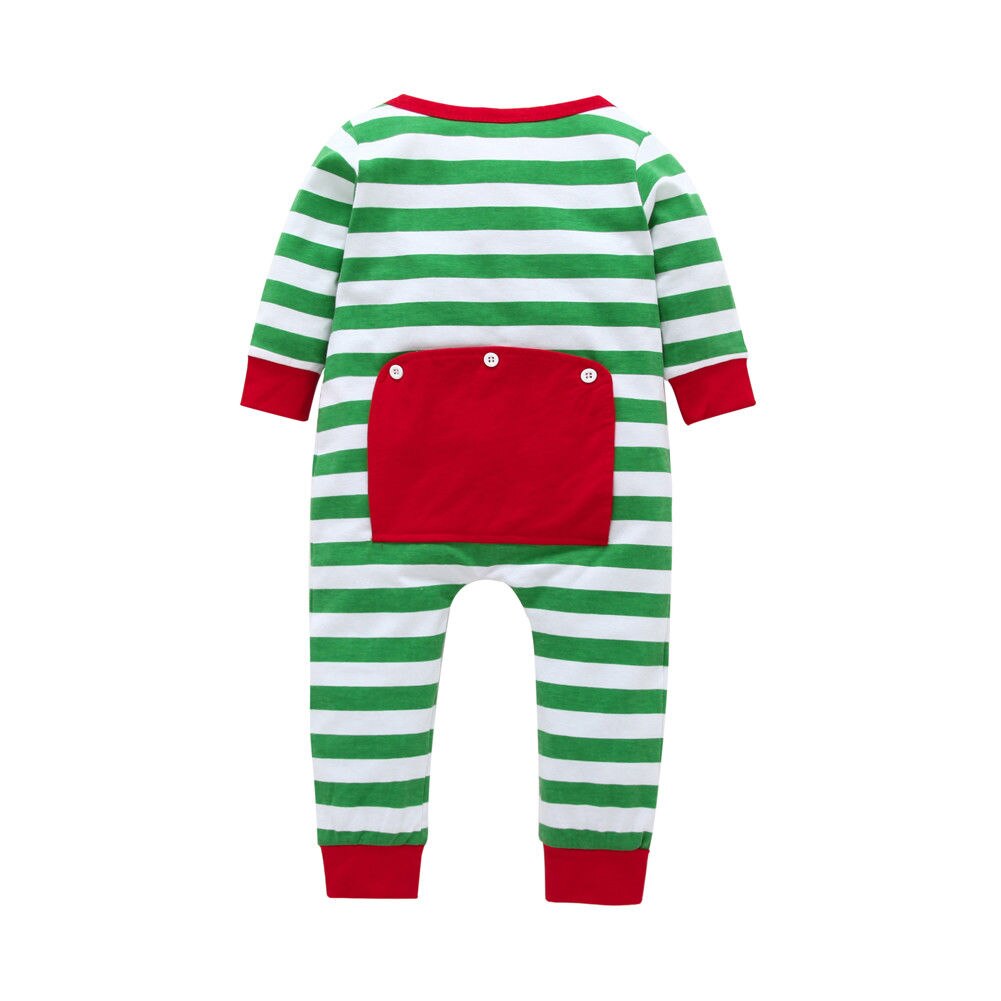 Baby dreng pige romper bomuld stribet pyjamas nattøj jul xmas pjs sæt
