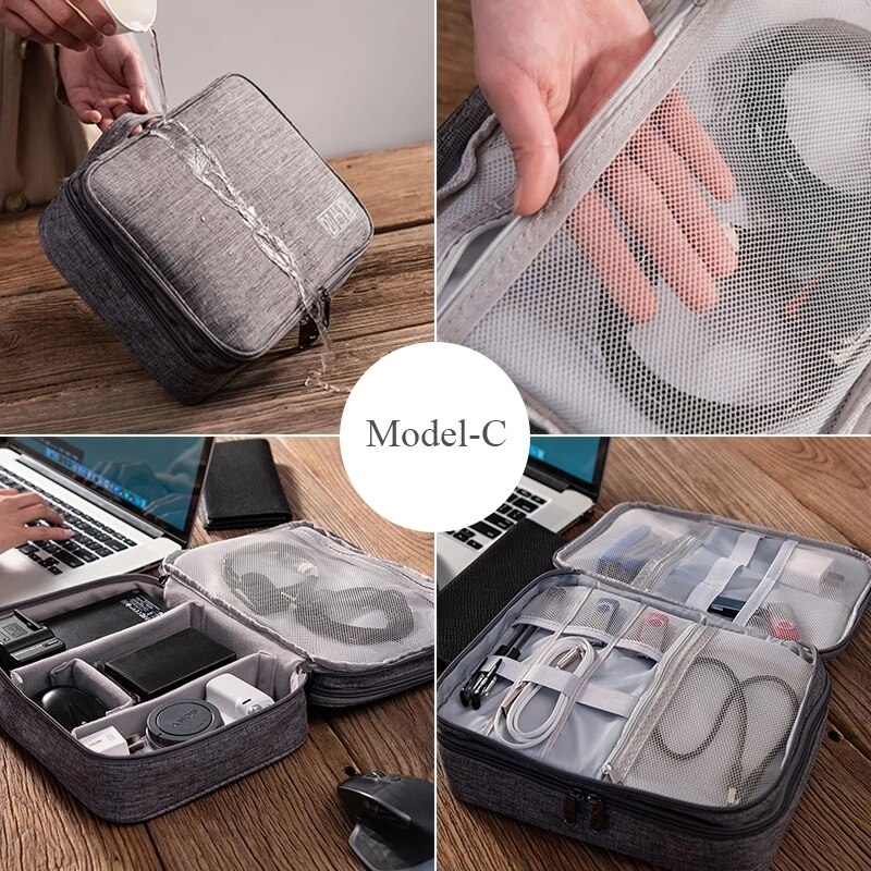 Odporne na wstrząsy elektroniczne akcesoria podróżne torba cyfrowa torebka na słuchawki gadżety etui Power Bank kabel do ładowarki USB Organizer