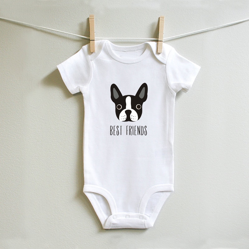 DERMSPE – combinaison à manches courtes pour -né, garçon et fille, vêtement estival pour bébé, meilleur ami, mignon, chien imprimé