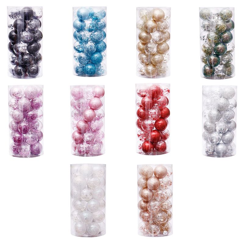 6cm/30 Pcs Christmas Balls Clear Plastic Ornaments Party Xmas Tree Hanging Decor