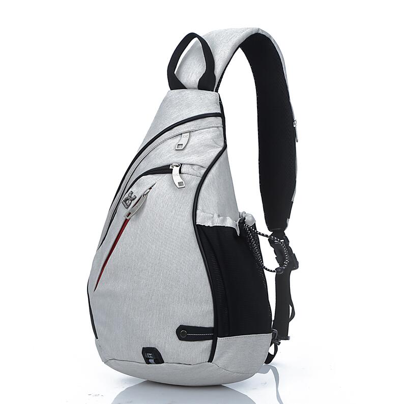 Brand Large Capacity Male Chest Bag Nylon Men School Bags Modern Shoulder Bag Unisex Crossbody Bags Messenger Pack: Gray