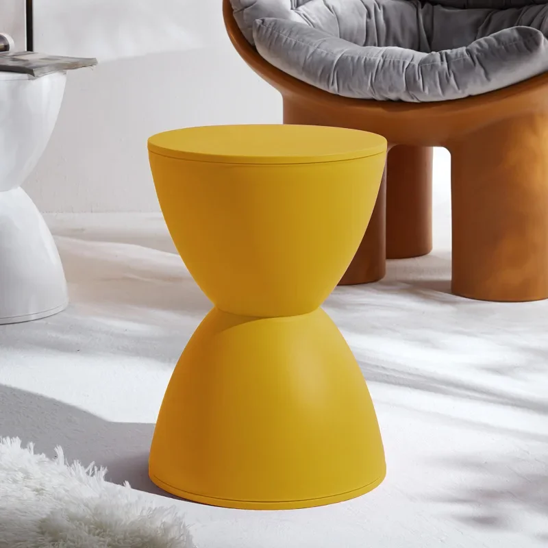 Taburete nórdico redondo para sala de estar, moderno, informal, Simple, grueso, bajo para el hogar, taburete de Príncipe, zapato , reloj de arena, apartamento, barbacoa: Azul marino