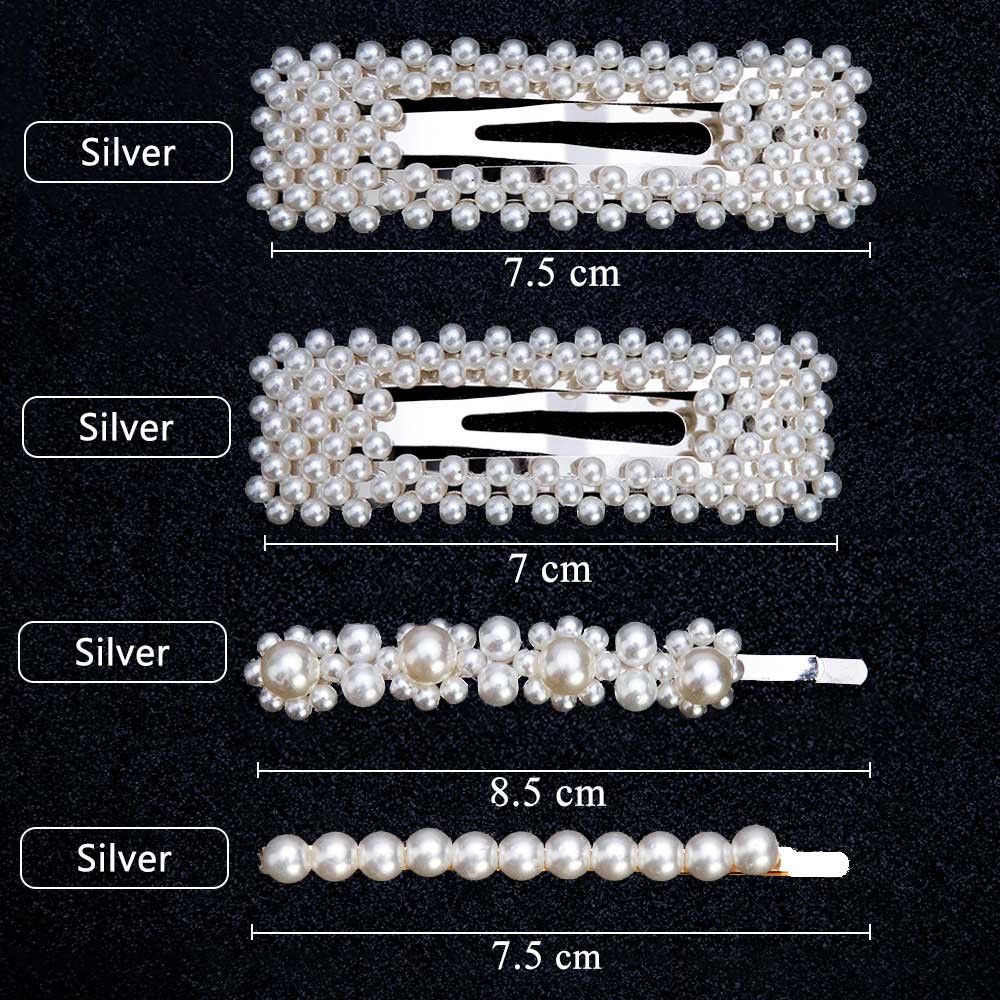3/4pcs Trendy Pearl Hair Clips For Women Handmade Geometric Hair Barrette Triangle Square Hairpins Snap Hair Styling Accessories