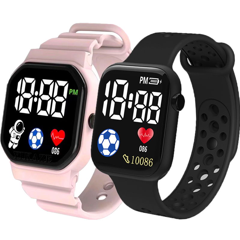 2024 LED-Digitaluhr für freundlicher, Jungen, Mädchen, FußBall, Sportuhren, Silikon-Digitaluhr, lässige elektronische freundlicher-Armbanduhr