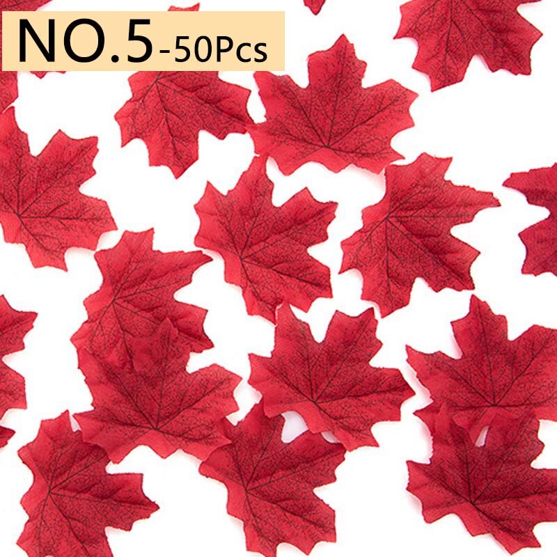 50 Teile/satz Ahorn Blätter Künstliche Simulation Blätter Halloween Herbst Blätter Weihnachten Hochzeit Tisch Dekorationen Thanksgiving Tag: 05
