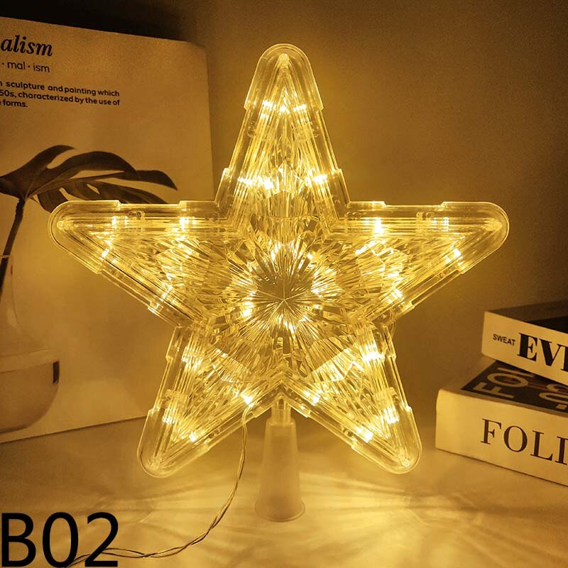 1 st 18/24.5cm julgran topp stjärna led ljus dekoration jul taklampa hem nattlampa dekor jul navidad: B02