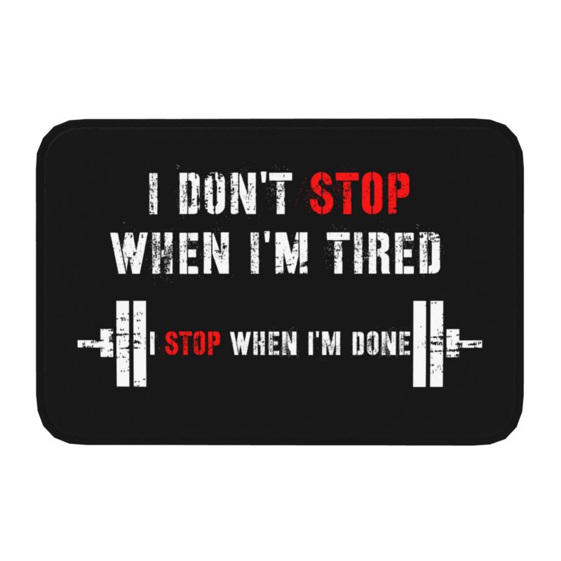 Eat, Sleep, Train, Repeat Fitness, Motivational Quotes Rug Doormat Kitchen Bathroom Fitness Room Entrance: 40cmx60cm / black