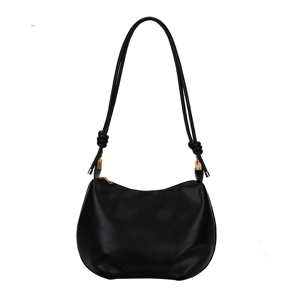 Frauen tasche PU leder Plissee wolke handtasche schulter unterarm tasche kette frauen tasche Crossbody schulter tasche Geldbörse: schwarz