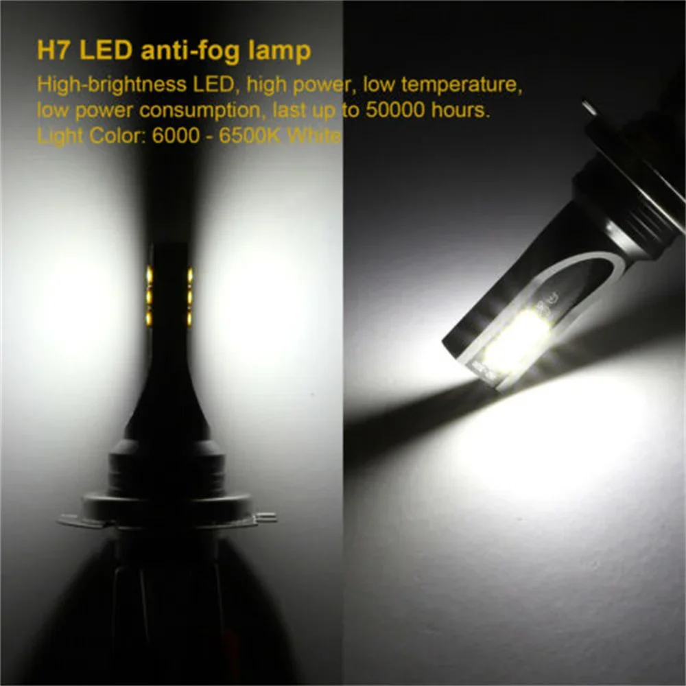 2 uds H3 bombillas LED de luz antiniebla para coche DRL H11 H8 H9 H4 H1 H7 lámpara de faro de motocicleta 9005 9006 faro de conducción automática 6000K 12V 24V
