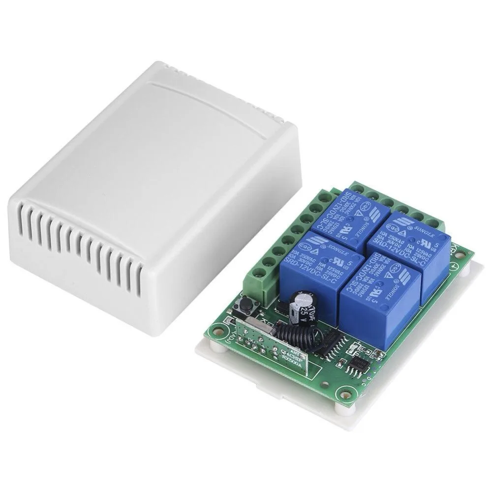 Germa Universele Draadloze Afstandsbediening Schakelaar Dc 12V 4CH Relais Ontvanger Module Met 4 Kanaals Rf Afstandsbediening 433 Mhz zender