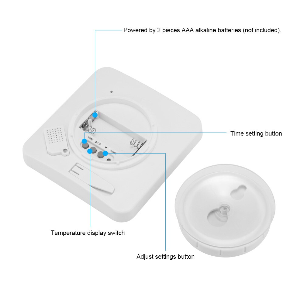 Reloj de pared con temporizador para baño, cronómetro Digital LCD con termómetro, higrómetro, ventosa