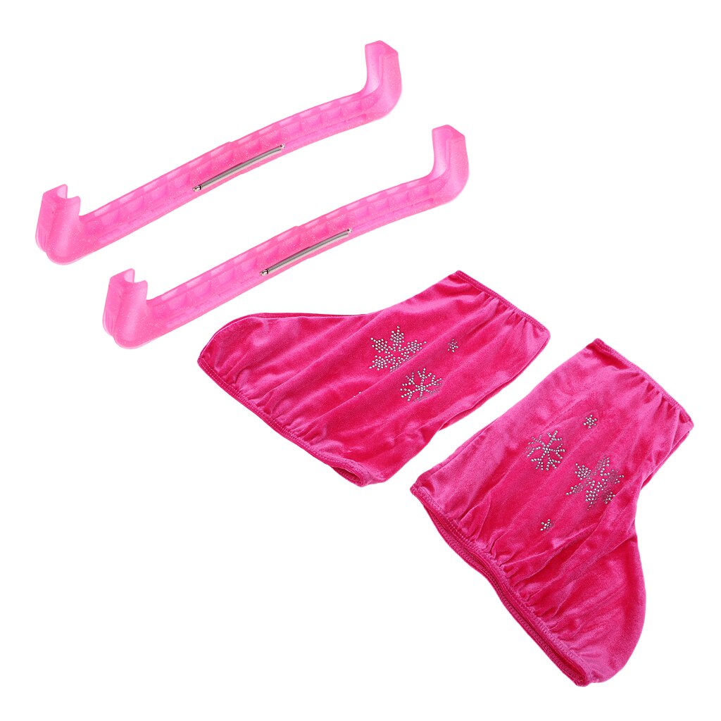 Ice Skates Guards Adjustable Blade Guard with Skating Boots Cover Overshoes Velvet Pink