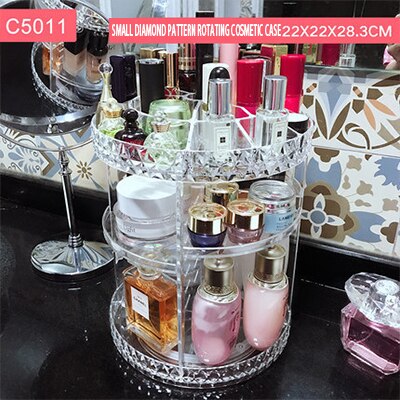 1PC 360 Degree Rotation Transparent Cosmetics Acrylic Storage Box Spin Multi-function Detachable Makeup Beauty Drawer Organizer: SNH0004-3