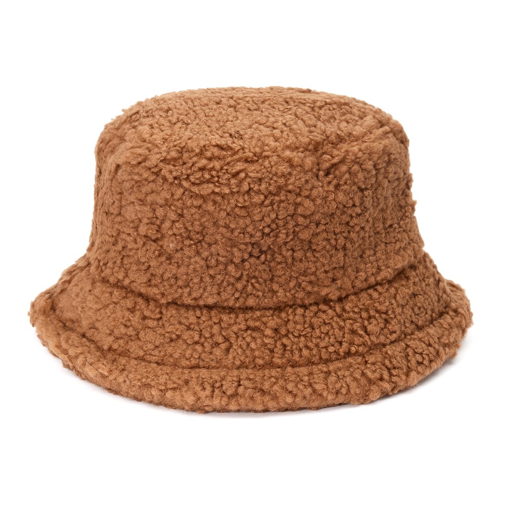 Bamse lam faux pels spand hat fortykket varm vinter hatte til kvinder fløjl cap dame bob panama udendørs plys fisker hat