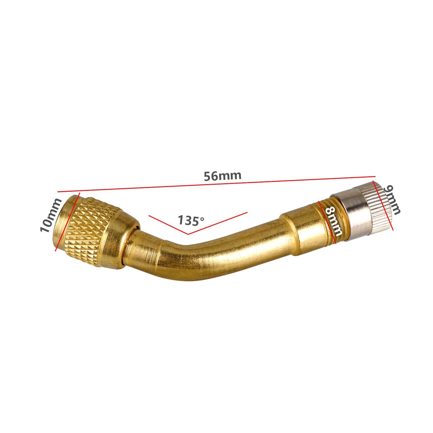 1 Paar Air Tyre Ventiel Uitbreiding Adapter Band Reparatie Tool Voor Auto Vrachtwagen Motorfiets Fiets Accessoires 45 90 135 graden Messing: 135 Degree Gold