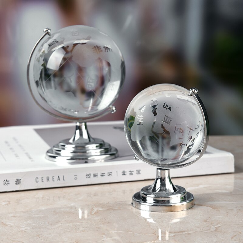 S/L Crystal Globe Model Ornaments 360 Terrestrial World Globes with Rotating Stand Earth Map Geography Office Decoration Toys