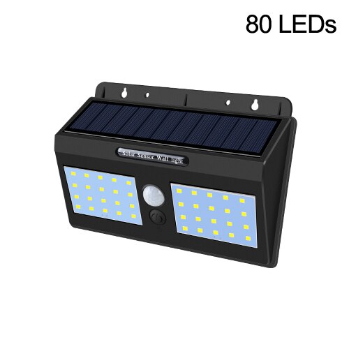 100 LEDs Solar LED Straatverlichting Outdoor Verlichting IP65 Hoge Lumen Solar LED Veranda Licht PIR Motion Sensor Pathway Muur lamp: 80 LEDs / 1 Piece