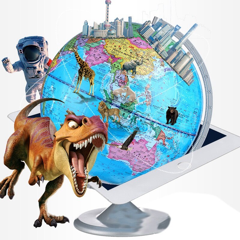 20CM Smart Voice AR Glowing World Globe LED World Map Globe with Night Light Tools for Learning Children'S